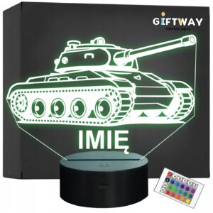 Lampka Nocna LED Imię Statuetka Czołg Wojskowy na Prezent Grawer v.1