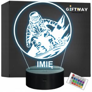 Lampka Nocna LED Statuetka Sporty Zimowe Snowboard na Prezent Grawer v.2