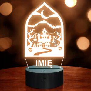 Lampka Nocna LED Imię Statuetka Halloween Dom Strachów na Prezent Grawer v2