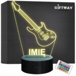 Lampka Nocna LED Imię Statuetka Gitara Basowa na Prezent Grawer v.1