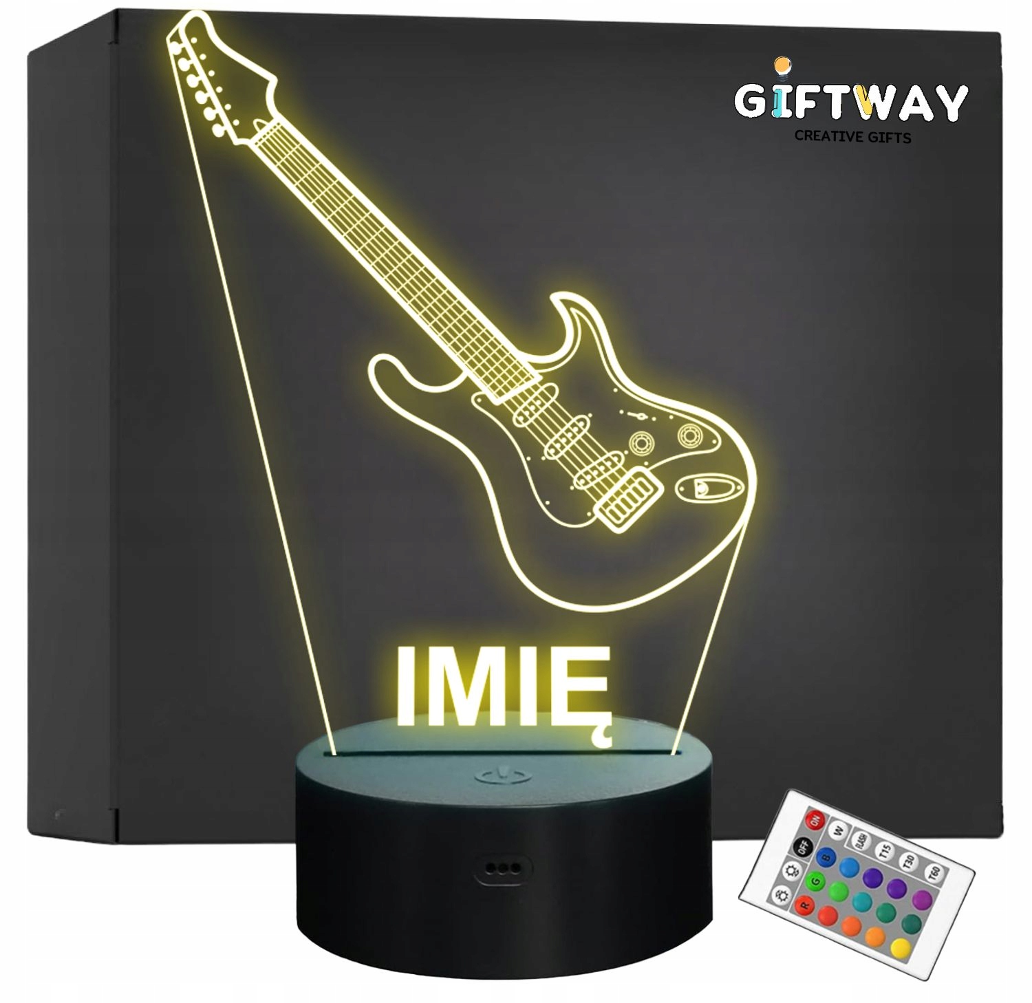 Lampka Nocna LED Imię Statuetka Gitara Basowa na Prezent Grawer v.1 Lampka Nocna LED Imię Statuetka Gitara Basowa na Prezent Grawer v.1