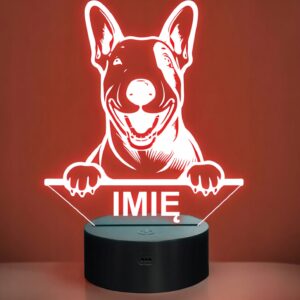 Lampka Nocna LED Bulterier Rasa Psa z Imieniem na Prezent
