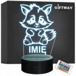 Lampka Nocna LED Z Imieniem Słodki Szop Pracz dla Dzieci na Prezent v.3