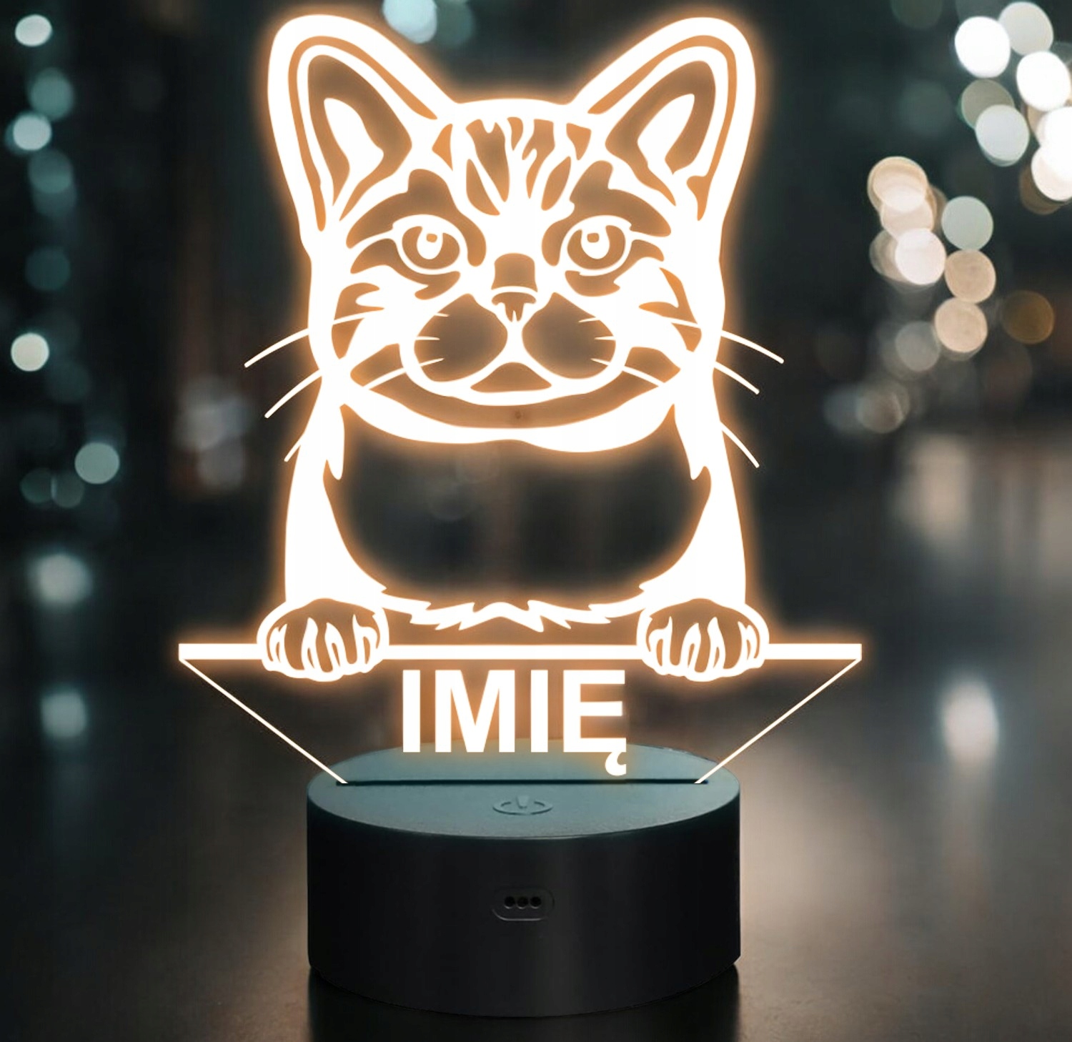 Lampka Nocna LED Amerykański szorstkowłosy Rasa Kota z Imieniem na Prezent Lampka Nocna LED Amerykański szorstkowłosy Rasa Kota z Imieniem na Prezent