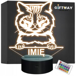 Lampka Nocna LED American bobtail Rasa Kota z Imieniem na Prezent