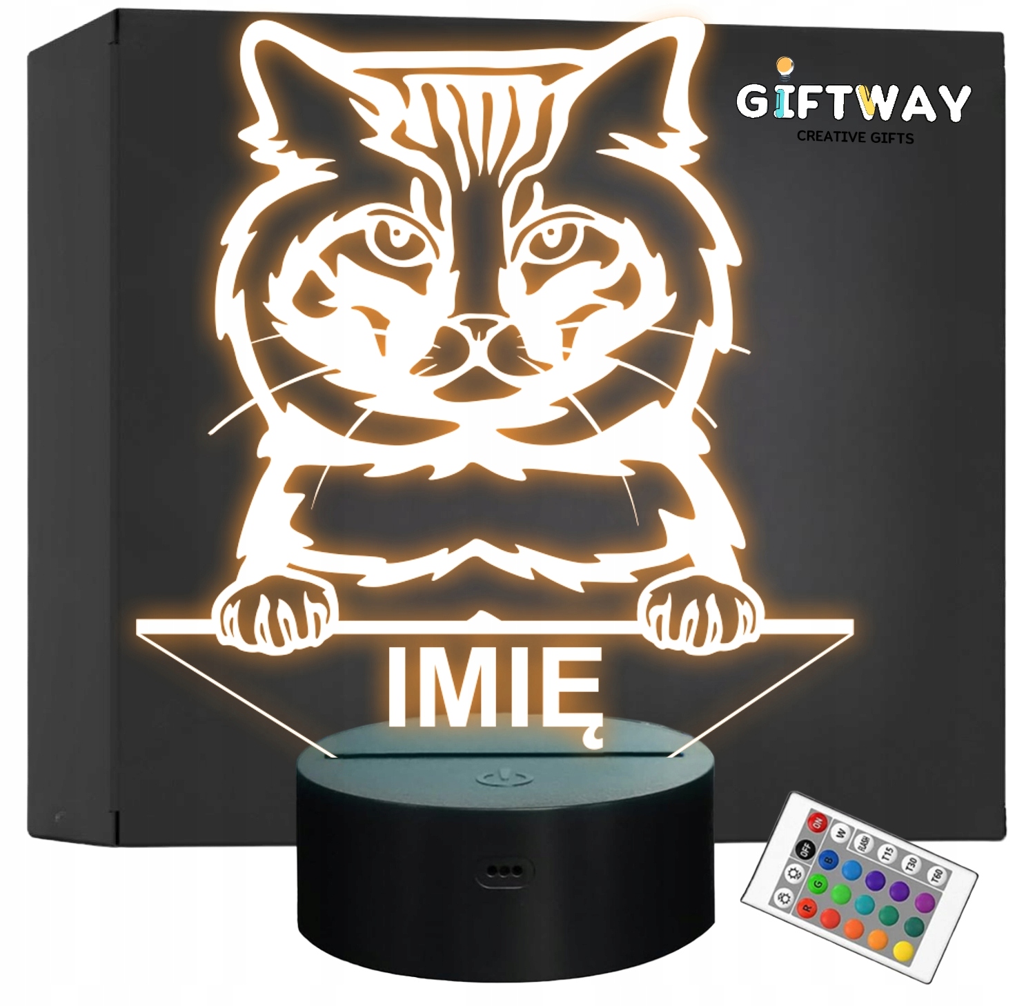 Lampka Nocna LED American bobtail Rasa Kota z Imieniem na Prezent Lampka Nocna LED American bobtail Rasa Kota z Imieniem na Prezent