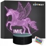 Lampka Nocna LED Jednorożec z Imieniem Grawer Personalizowana na Prezent