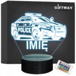 Lampka Nocna LED Imię Wóz Policyjny Radiowóz na Prezent Grawer v.3