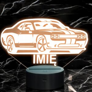 Lampka Nocna LED Imię Statuetka Samochód Auto Challenger na Prezent Grawer