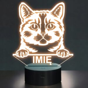 Lampka Nocna LED Muchkin Rasa Kota z Imieniem na Prezent