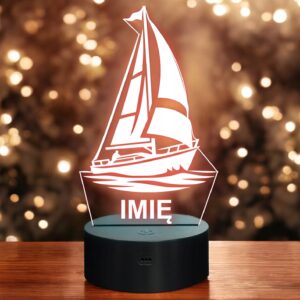 Lampka Nocna LED Statuetka Żeglowanie Żagiel Łódź Prezent Grawer