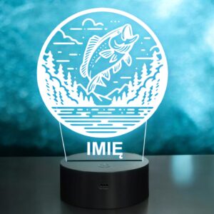 Lampka Nocna LED Statuetka Wędkowanie Ryba Łowienie Ryb Prezent Grawer