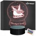 Lampka Nocna LED Boże Narodzenie Kula Sanie Mikołaja na Prezent Grawer