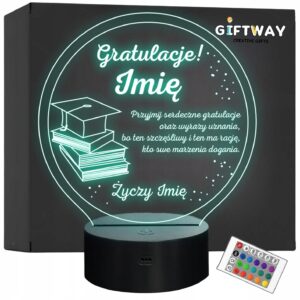 Lampka Nocna LED Pamiątka z Okazji Ukończenia Studiów Szkoły Prezent Grawer