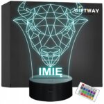 Lampka Nocna LED 3D Z Imieniem Grawer Bizon Na Prezent
