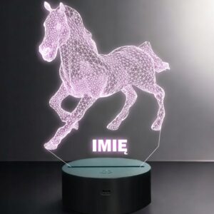 Lampka Nocna LED Koń 3D Iluzja Z Imieniem Personalizowana dla Dziecka