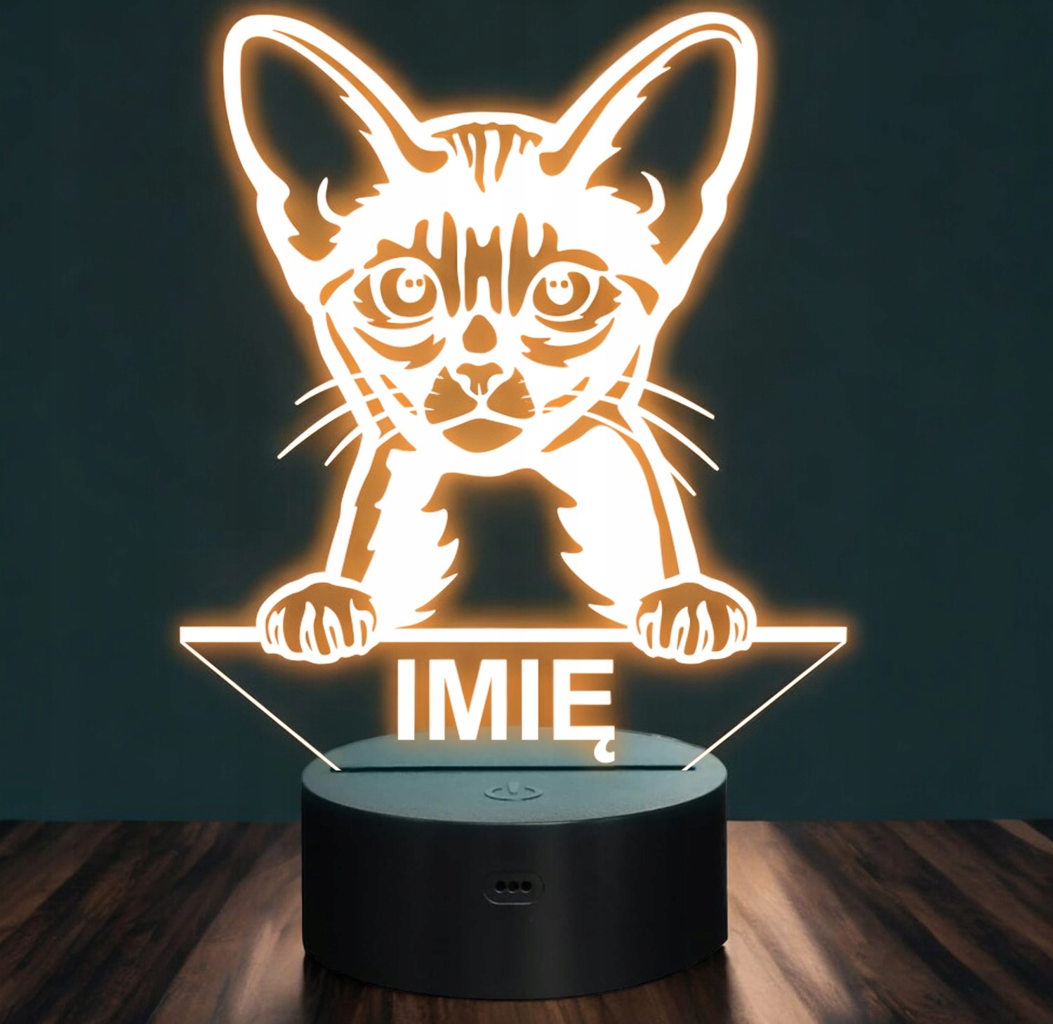 Lampka Nocna LED Kot abisyński Rasa Kota z Imieniem na Prezent Lampka Nocna LED Kot abisyński Rasa Kota z Imieniem na Prezent