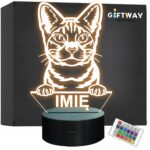 Lampka Nocna LED Ocicat Rasa Kota z Imieniem na Prezent