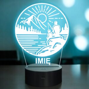 Lampka Nocna LED Statuetka Wędkowanie Ryba Łowienie na Prezent Grawer