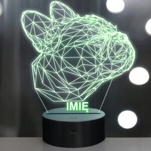 Lampka Nocna LED Z Imieniem Grawer Geometryczny Pies Buldog Francuski