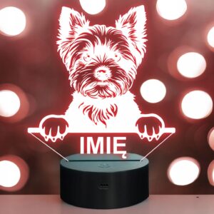 Lampka Nocna LED Yorkshire terrier Rasa Psa z Imieniem na Prezent v.1