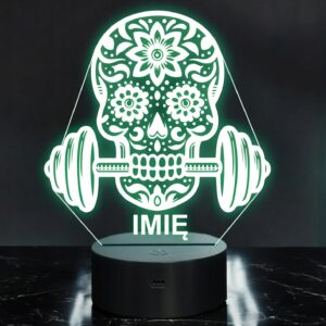 Lampka Nocna LED Imię Statuetka Meksykańska Czaszka Siłownia Prezent Grawer