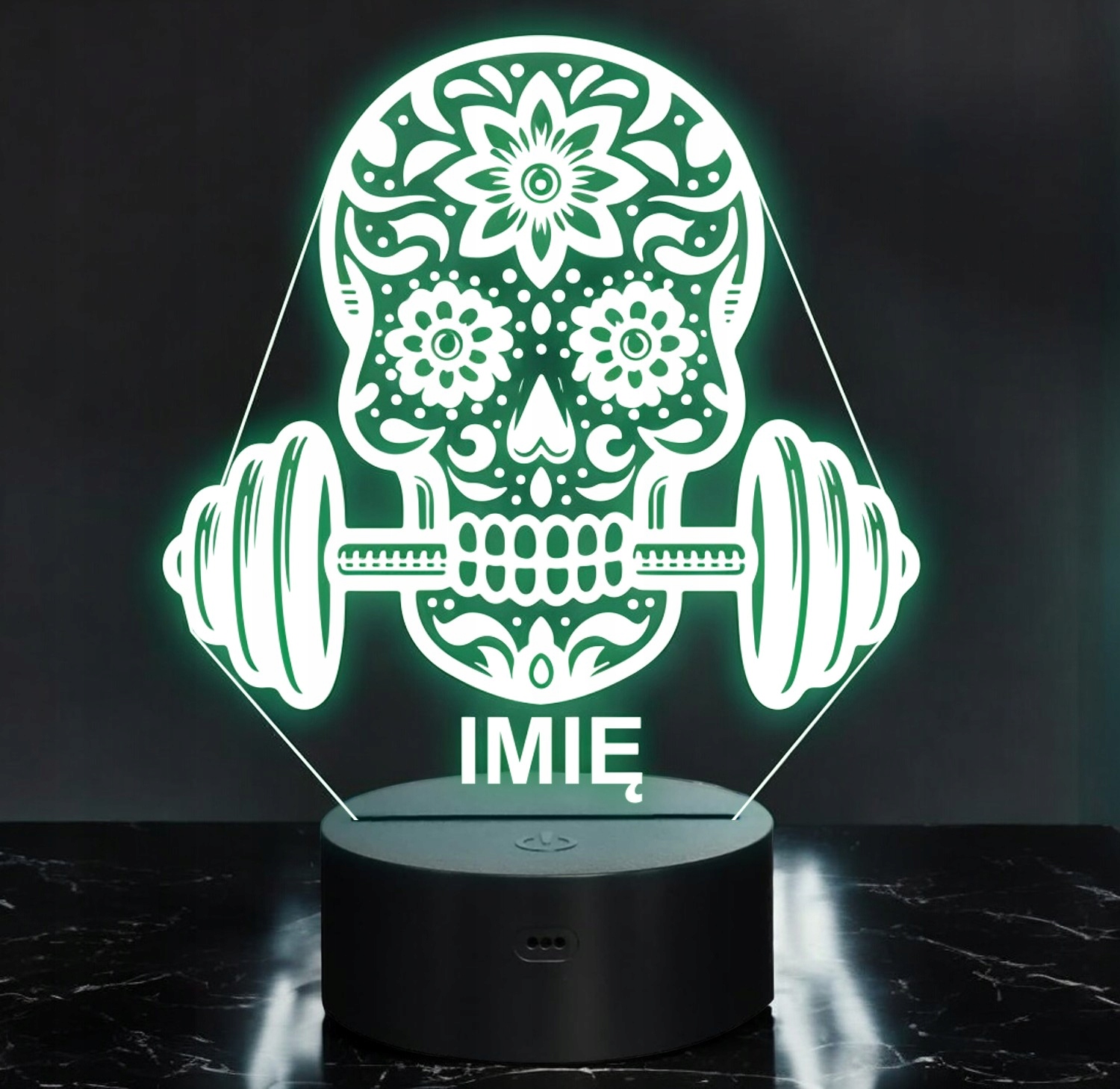 Lampka Nocna LED Imię Statuetka Meksykańska Czaszka Siłownia Prezent Grawer Lampka Nocna LED Imię Statuetka Meksykańska Czaszka Siłownia Prezent Grawer