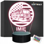 Lampka Nocna LED Imię Statuetka Wóz Straż Pożarna na Prezent Grawer v.7