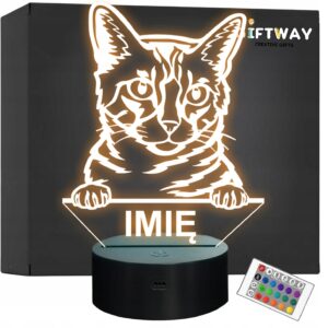 Lampka Nocna LED California Spangled Rasa Kota z Imieniem na Prezent