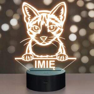 Lampka Nocna LED Kot egejski Rasa Kota z Imieniem na Prezent