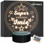 Lampka Nocna LED Statuetka Super Kierownik Praca na Prezent Grawer