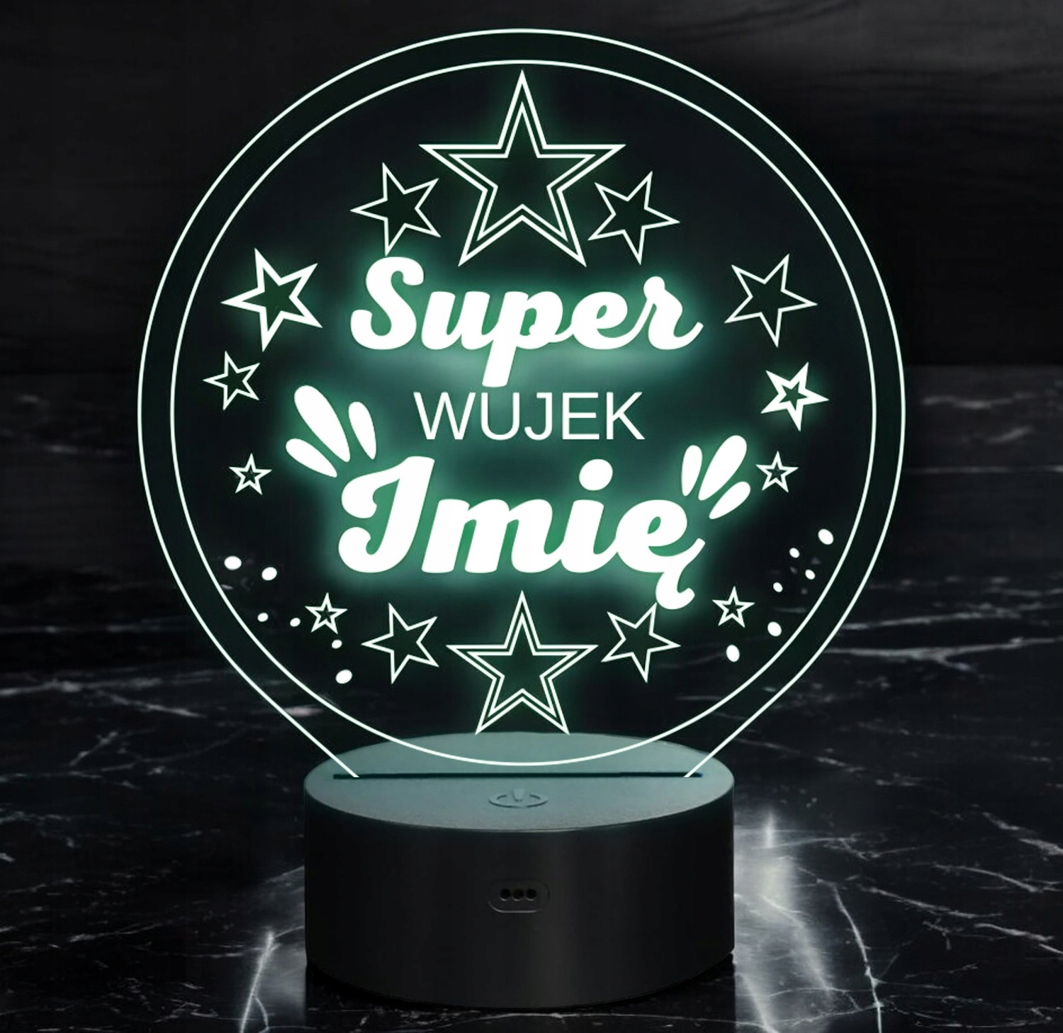 Lampka Nocna LED Statuetka Super Wujek Rodzina na Prezent Grawer Lampka Nocna LED Statuetka Super Wujek Rodzina na Prezent Grawer