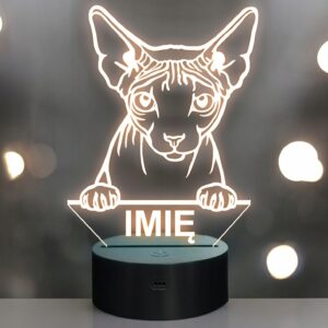 Lampka Nocna LED Don Sphynx Rasa Kota z Imieniem na Prezent