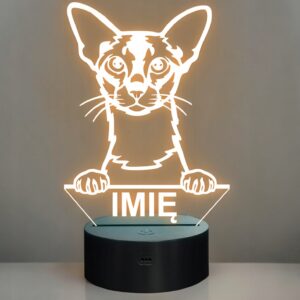Lampka Nocna LED Colorpoint Shorthair Rasa Kota z Imieniem na Prezent