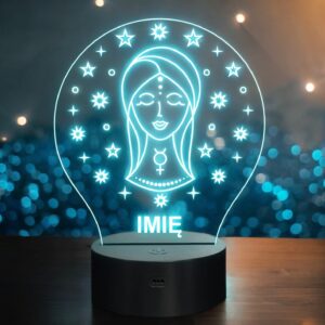 Lampka Nocna Panna LED Znak Zodiaku Horoskop z Imieniem Prezent Grawer