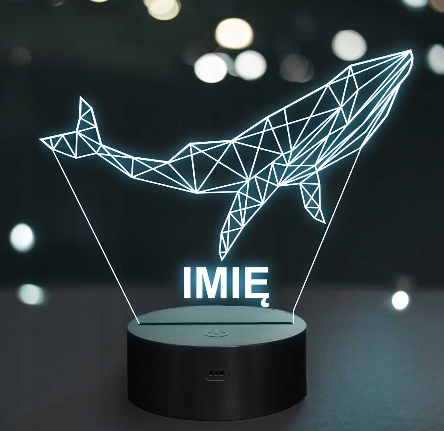 Lampka Nocna LED 3D Z Imieniem Grawer Wieloryb na Prezent Personalizowana Lampka Nocna LED 3D Z Imieniem Grawer Wieloryb na Prezent Personalizowana
