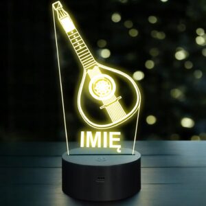 Lampka Nocna LED Imię Statuetka Mandolina Lutnia na Prezent Grawer