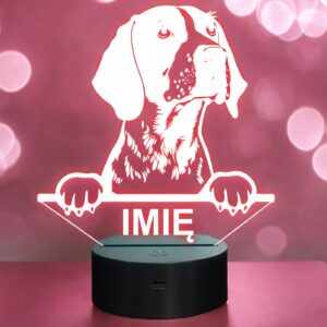 Lampka Nocna LED Wyżeł niemiecki Rasa Psa z Imieniem na Prezent v.2