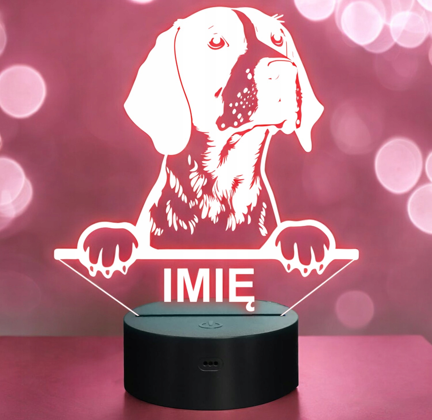 Lampka Nocna LED Wyżeł niemiecki Rasa Psa z Imieniem na Prezent v.2 Lampka Nocna LED Wyżeł niemiecki Rasa Psa z Imieniem na Prezent v.2