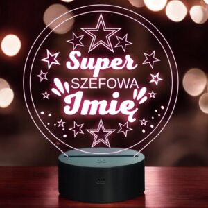 Lampka Nocna LED Statuetka Super Szefowa Praca na Prezent Grawer