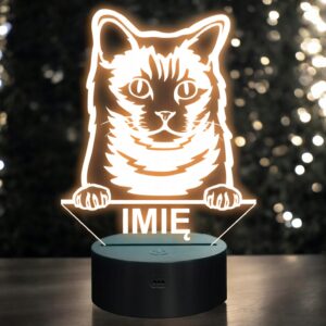 Lampka Nocna LED Chartreux Rasa Kota z Imieniem na Prezent