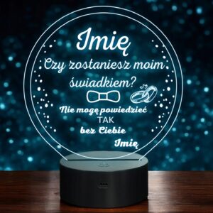 Lampka Nocna LED Statuetka Pytanie o Świadkowanie Świadek na Prezent Grawer