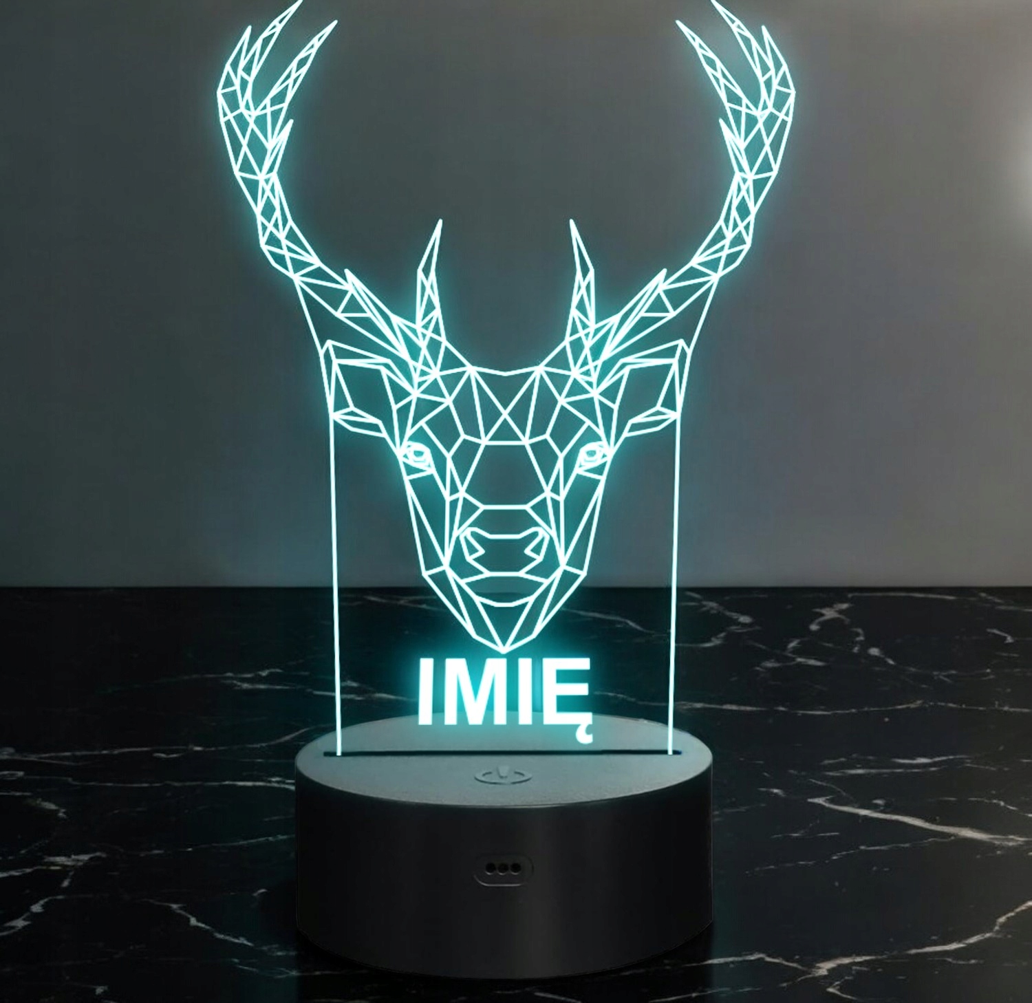 Lampka Nocna LED 3D Z Imieniem Grawer Jeleń Geometryczny na Prezent Lampka Nocna LED 3D Z Imieniem Grawer Jeleń Geometryczny na Prezent