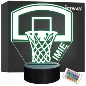 Lampka Nocna LED Z Imieniem Grawer Kosz Koszykówka Sport na Prezent v.1