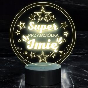 Lampka Nocna LED Statuetka Super Przyjaciółka na Prezent Grawer