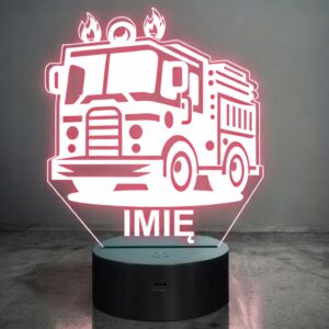 Lampka Nocna LED Imię Statuetka Wóz Straż Pożarna na Prezent Grawer v.8