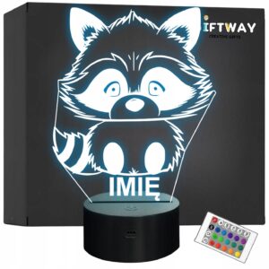 Lampka Nocna LED Z Imieniem Słodka Panda Czerwona dla Dzieci na Prezent v.2