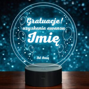 Lampka Nocna LED Statuetka Awans Praca Gratulacje na Prezent Grawer