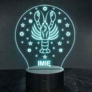 Lampka Nocna Rak LED Znak Zodiaku Horoskop z Imieniem Prezent Grawer