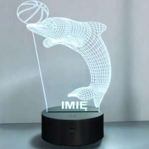 Lampka Nocna LED Delfin Iluzja 3D Z Imieniem na Prezent